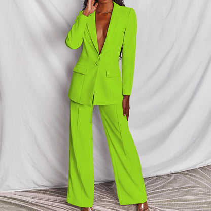 Women's Lapel Blazer and Straight-Leg Pants Set (photo 41)