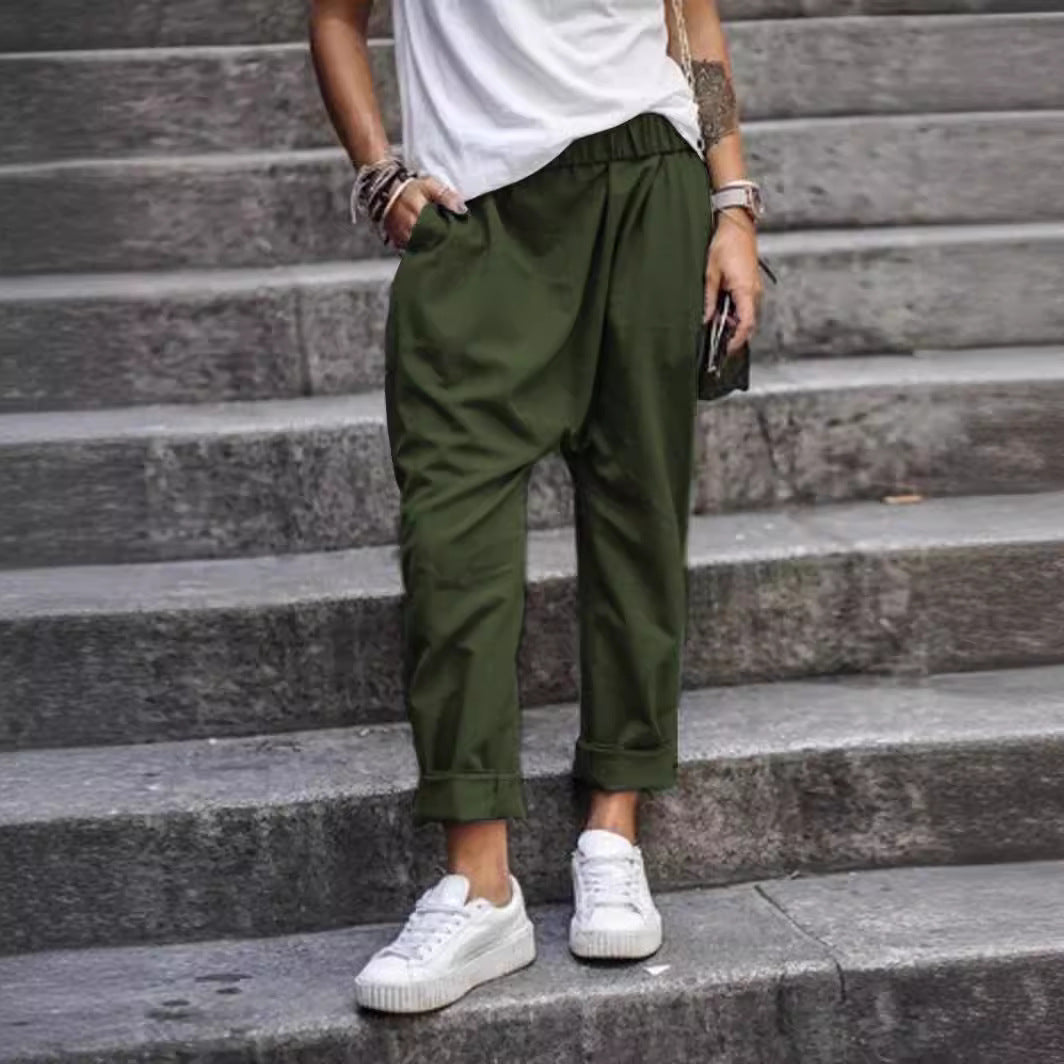 Women's High-Waist Harem Pants with Pockets (photo 4)