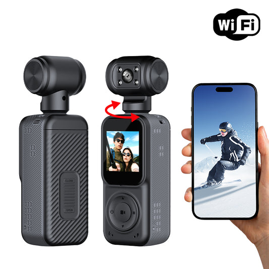 Handheld Dual-Lens Action Camera for Outdoor and Cycling