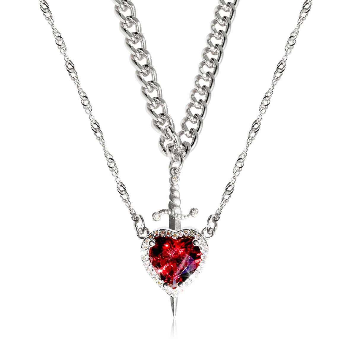 Heart and Sword Couple Necklace Set (photo 5)
