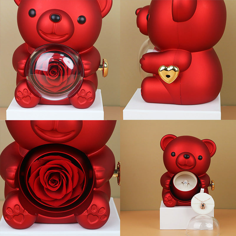 Rotating Bear and Rose Jewelry Gift Box (photo 3)
