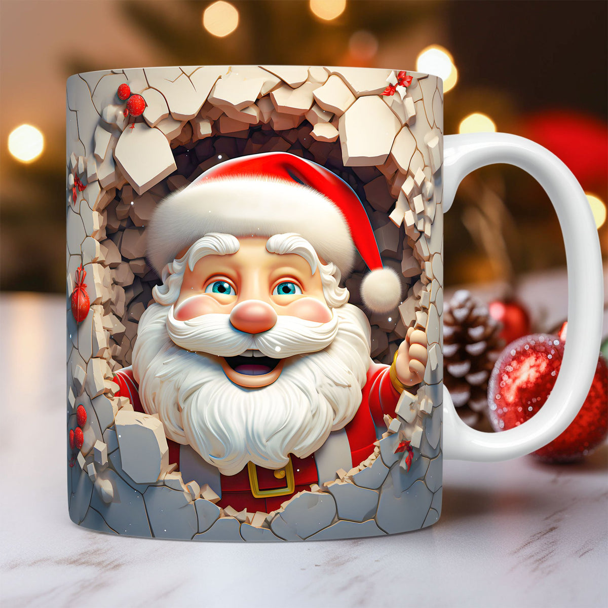 3D Santa Christmas Ceramic Mug, 325 ml (photo 13)