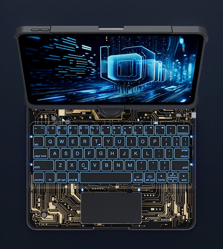 360° Rotating Clear Keyboard Case for iPad with Trackpad (photo 10)