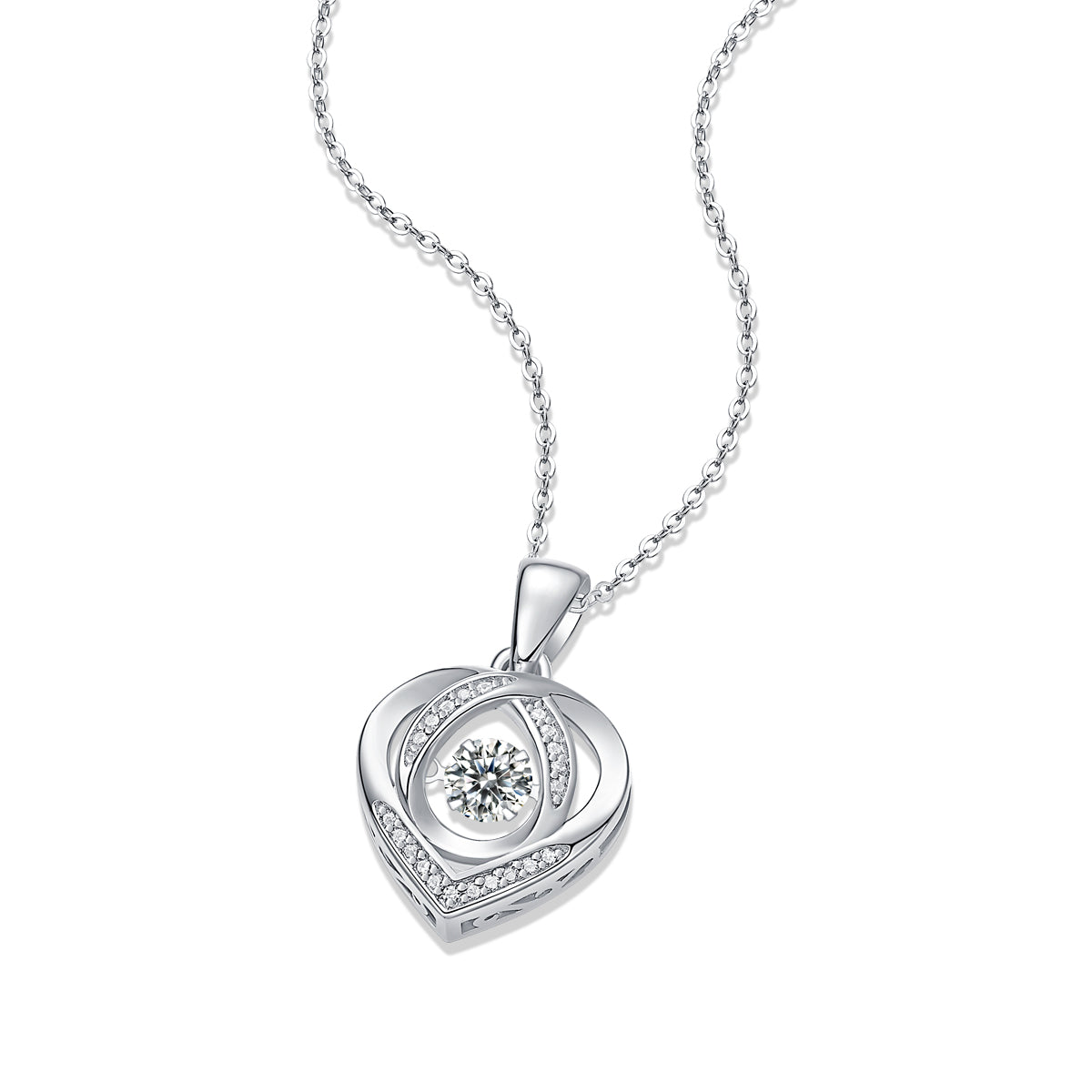 Sterling Silver Heart Pendant Necklace with 0.5 ct Moissanite (photo 3)