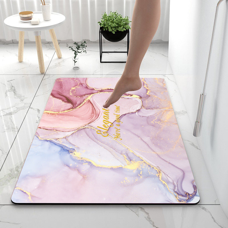 Quick-Dry Marble Print Bath Mat (photo 4)
