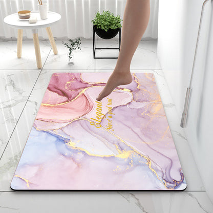 Quick-Dry Marble Print Bath Mat (photo 4)