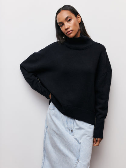 Women's Solid Turtleneck Pullover Sweater (photo 6)