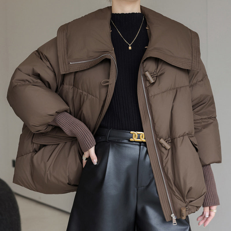 Women's Short Padded Jacket with Faux Fur Collar (photo 4)