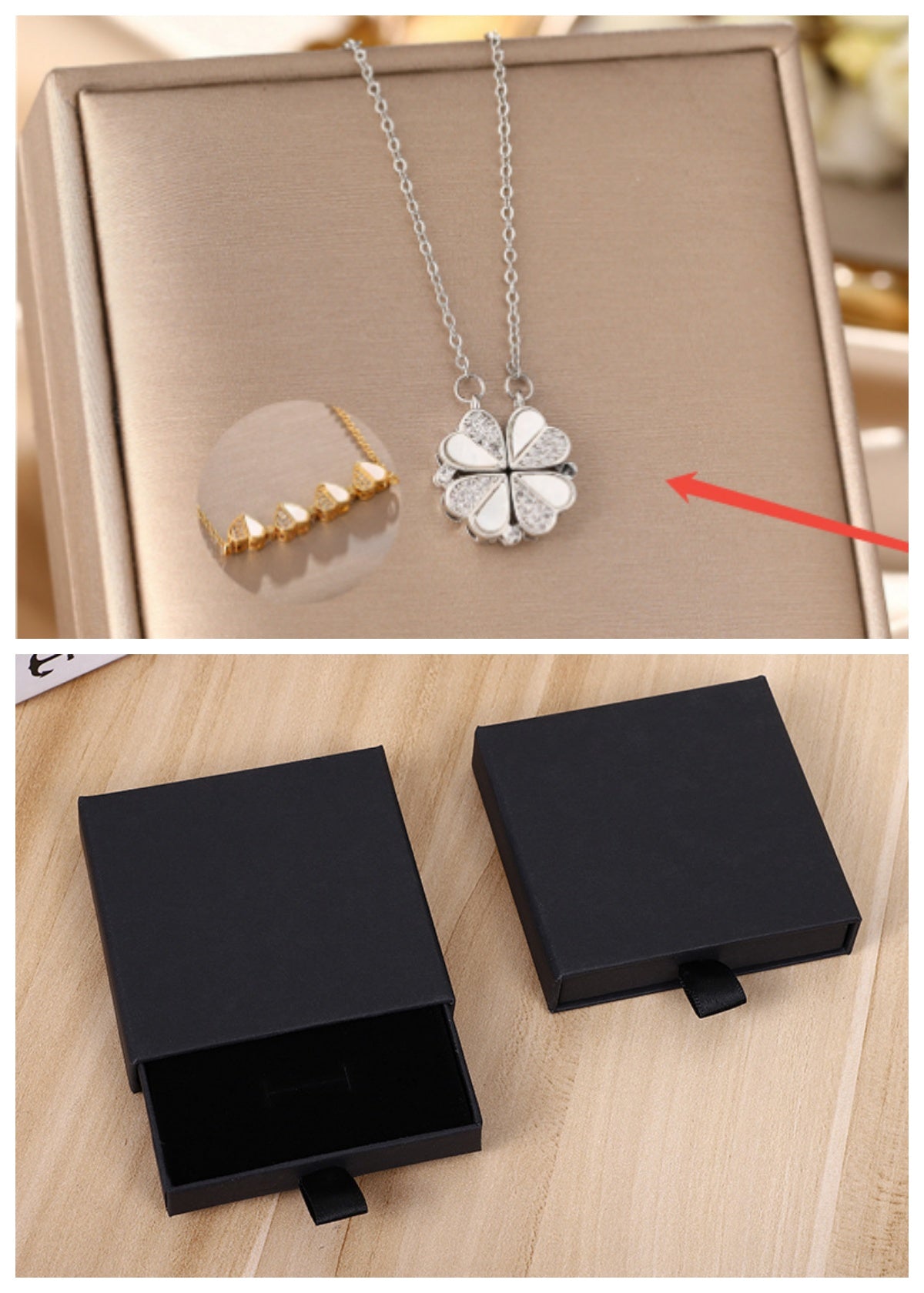 Four-Leaf Clover Heart Pendant Necklace (photo 11)