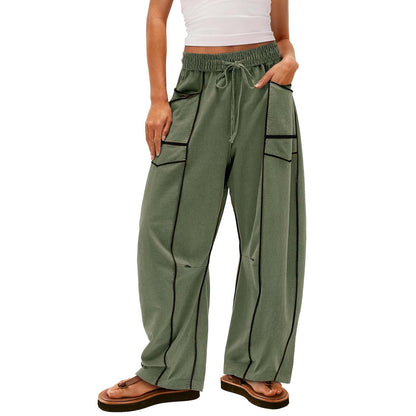 Women's Striped Wide-Leg Drawstring Sweatpants (photo 7)