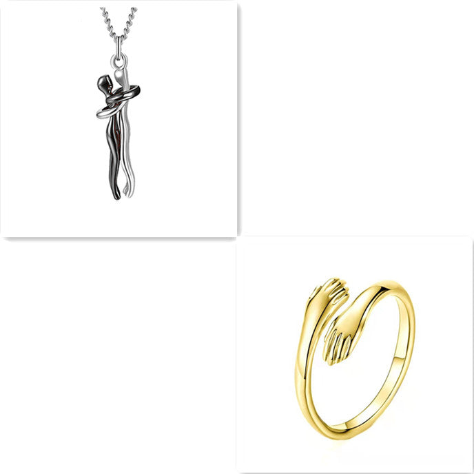 Hugging Figures Pendant Necklace (photo 16)