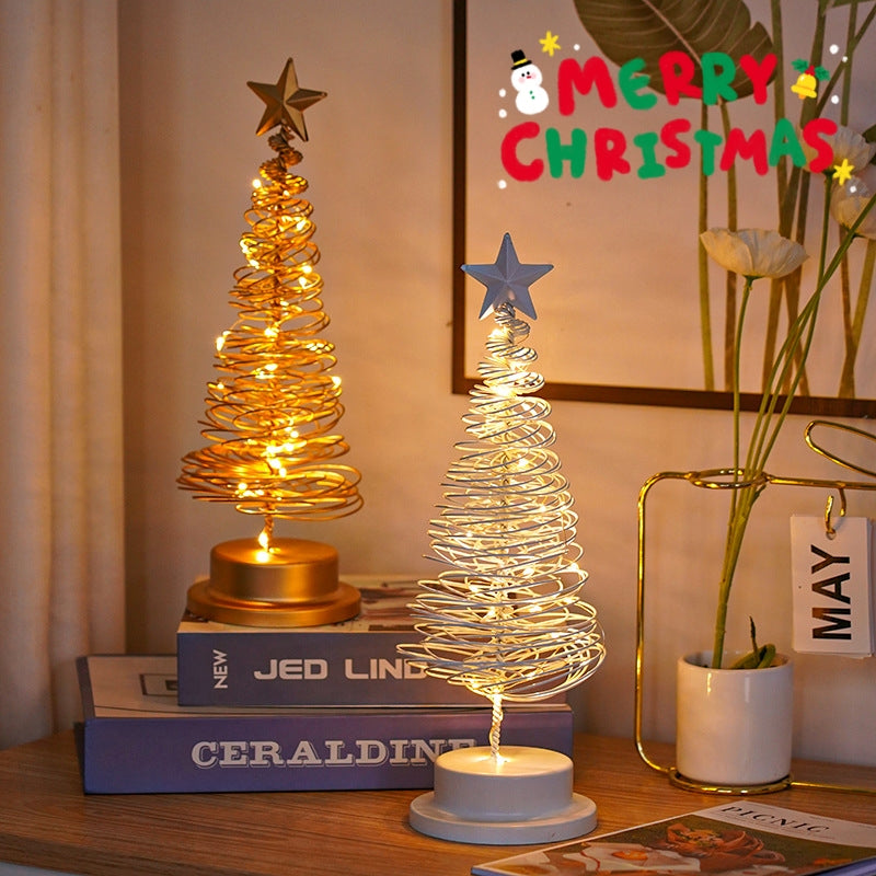 LED Metal Christmas Tree Table Light