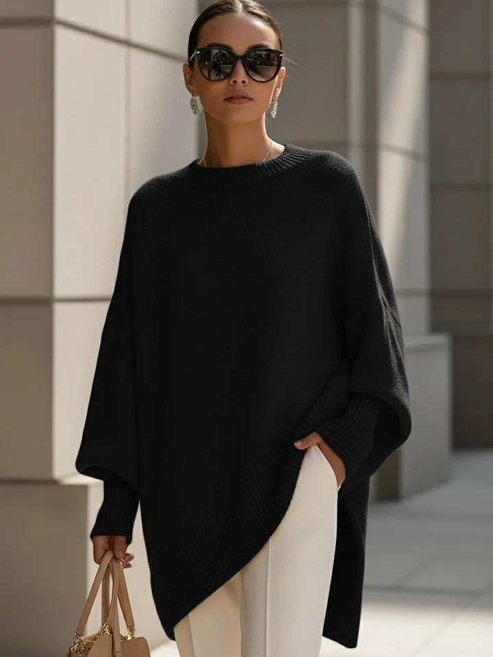 Women's Thick Knit Crewneck Pullover Sweater, Loose Fit (photo 8)