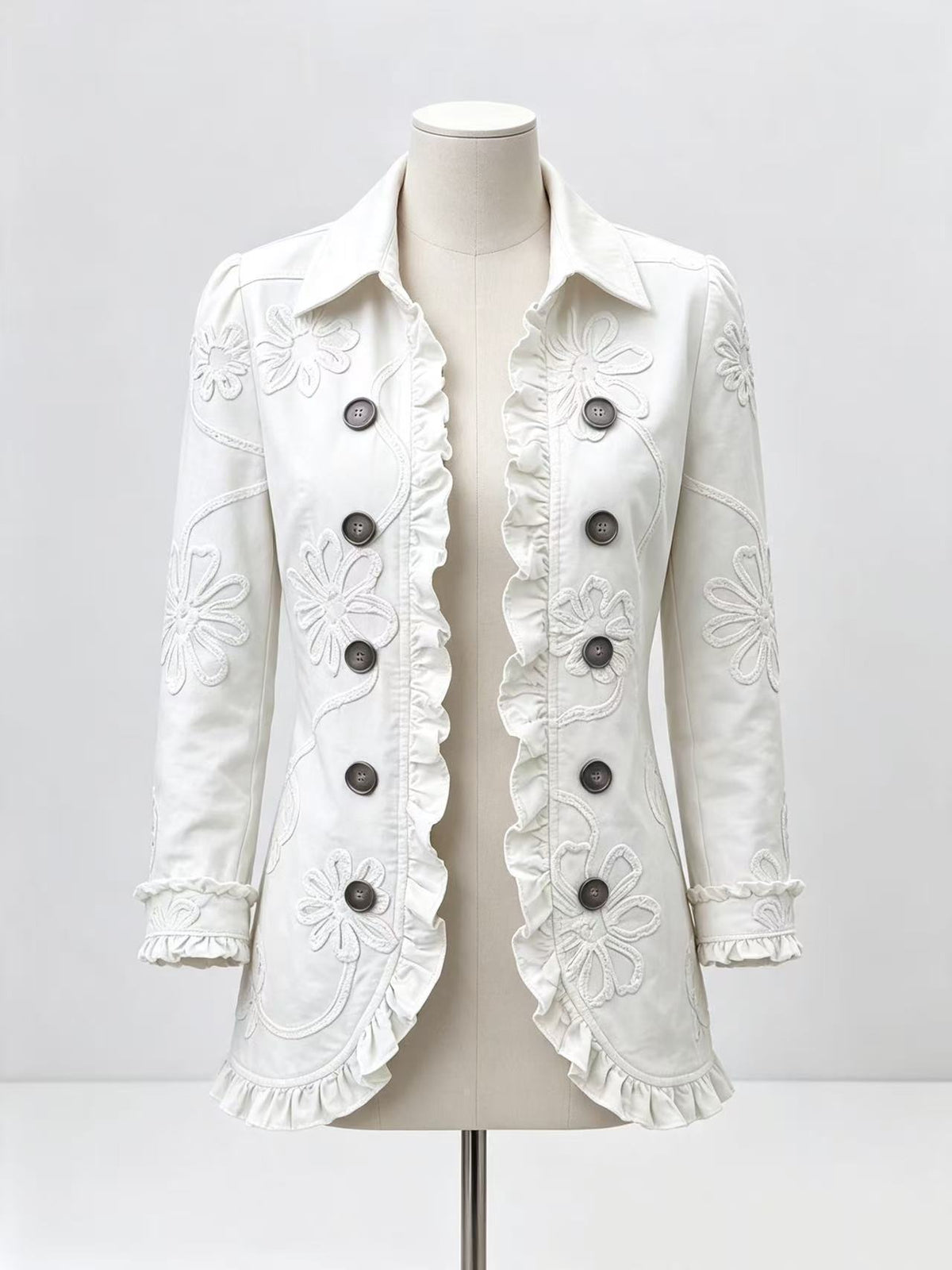 Women's Ruffle-Trim Printed Blazer (photo 9)