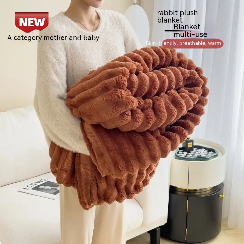Double-Sided Bubble Velvet Faux Fur Blanket (photo 6)