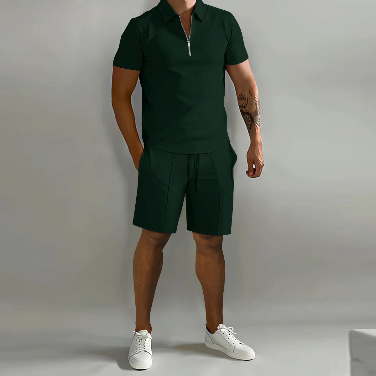 Men's Short-Sleeve Polo Shirt and Drawstring Shorts Set (photo 6)