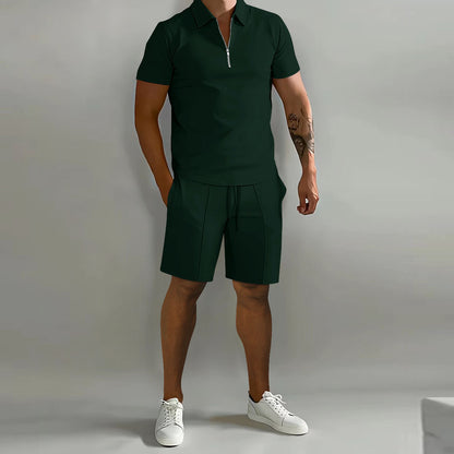 Men's Short-Sleeve Polo Shirt and Drawstring Shorts Set (photo 6)