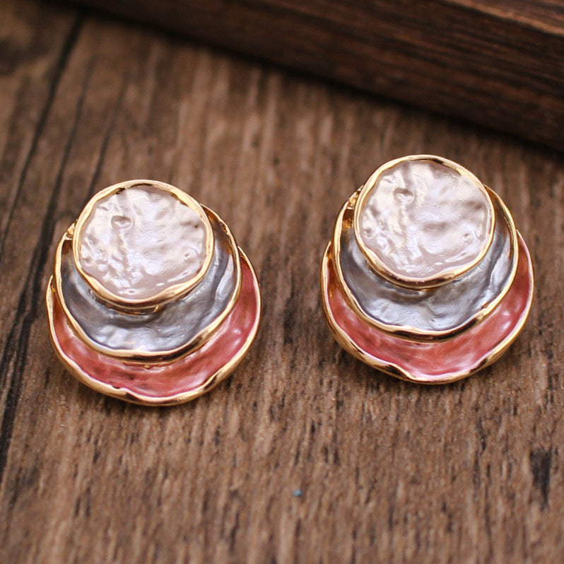 Enamel Round Geometric Earrings (photo 9)