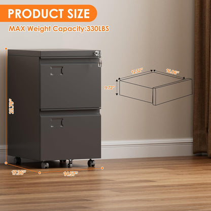2-Drawer Metal Mobile File Cabinet with Lock (photo 3)