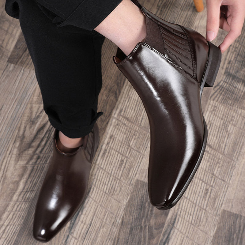 Men's Pointed-Toe Chelsea Boots with Block Heel (photo 5)