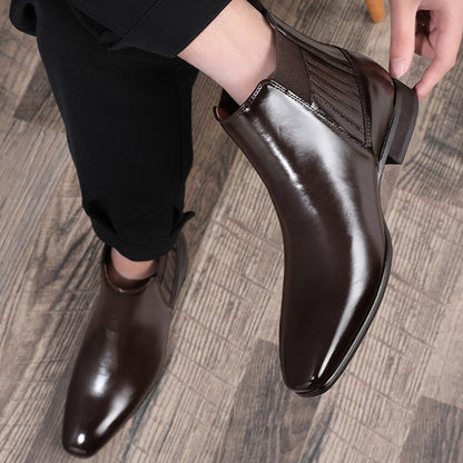 Men's Pointed-Toe Chelsea Boots with Block Heel (photo 5)