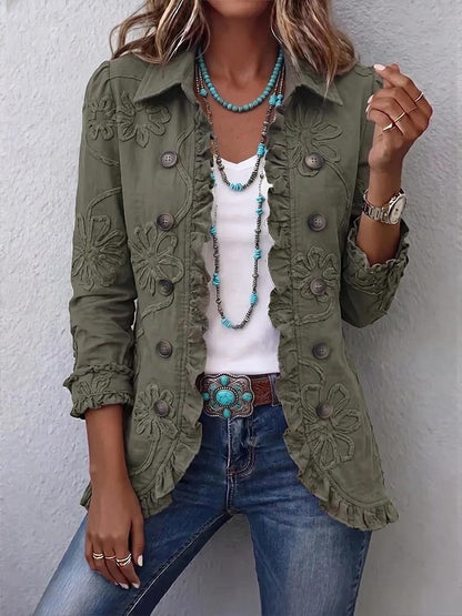 Women's Ruffle-Trim Printed Blazer (photo 7)