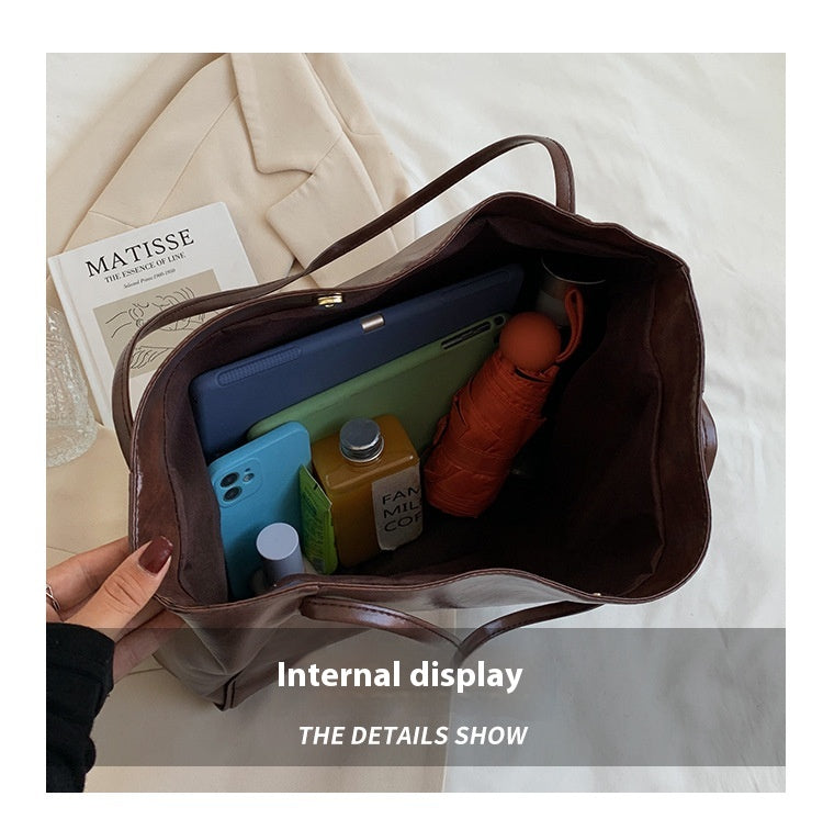 Women's Vintage PU Leather Tote Shoulder Bag (photo 15)