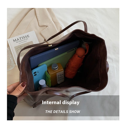 Women's Vintage PU Leather Tote Shoulder Bag (photo 15)