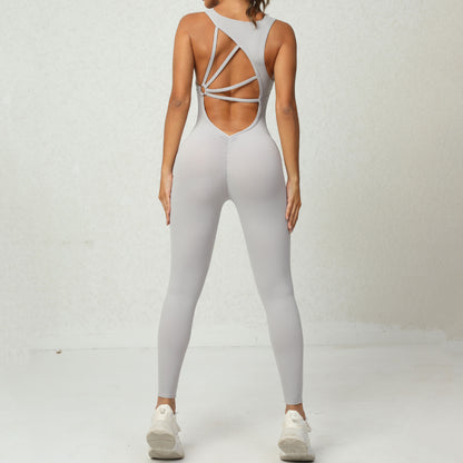 Women's Sleeveless V-Back Yoga Jumpsuit (photo 4)