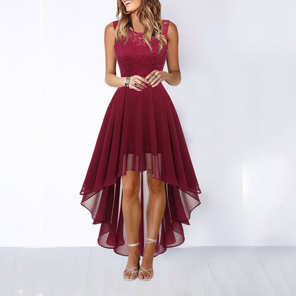 Women's Sleeveless Chiffon A-Line Dress with Lace Panels (photo 8)