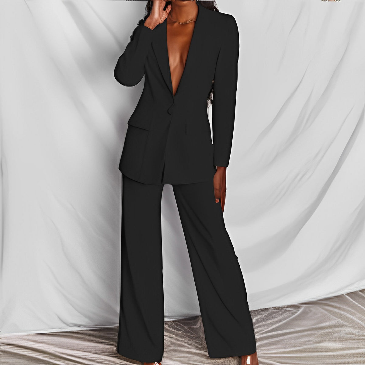 Women's Lapel Blazer and Straight-Leg Pants Set (photo 44)
