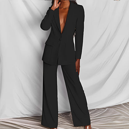 Women's Lapel Blazer and Straight-Leg Pants Set (photo 44)