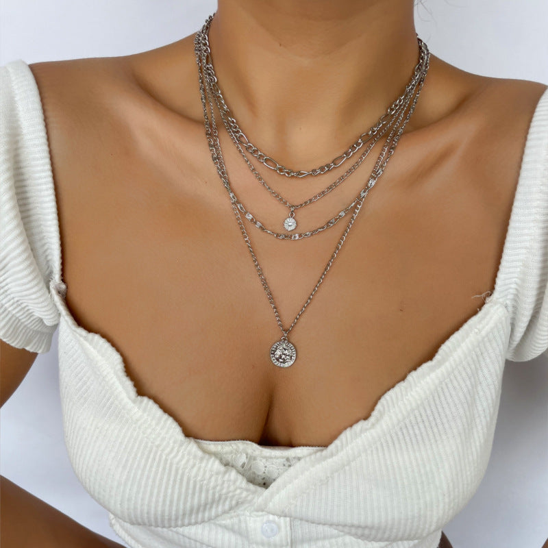 Layered Coin Charm Necklace (photo 3)