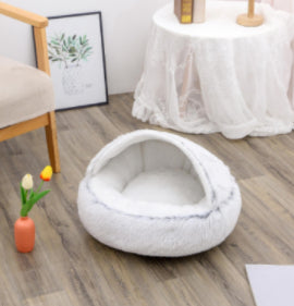 2-in-1 Round Plush Pet Bed for Dogs and Cats (photo 10)