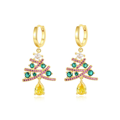 Christmas Tree Rhinestone Earrings (photo 6)