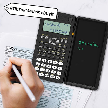 Foldable Scientific Calculator with LCD Writing Pad