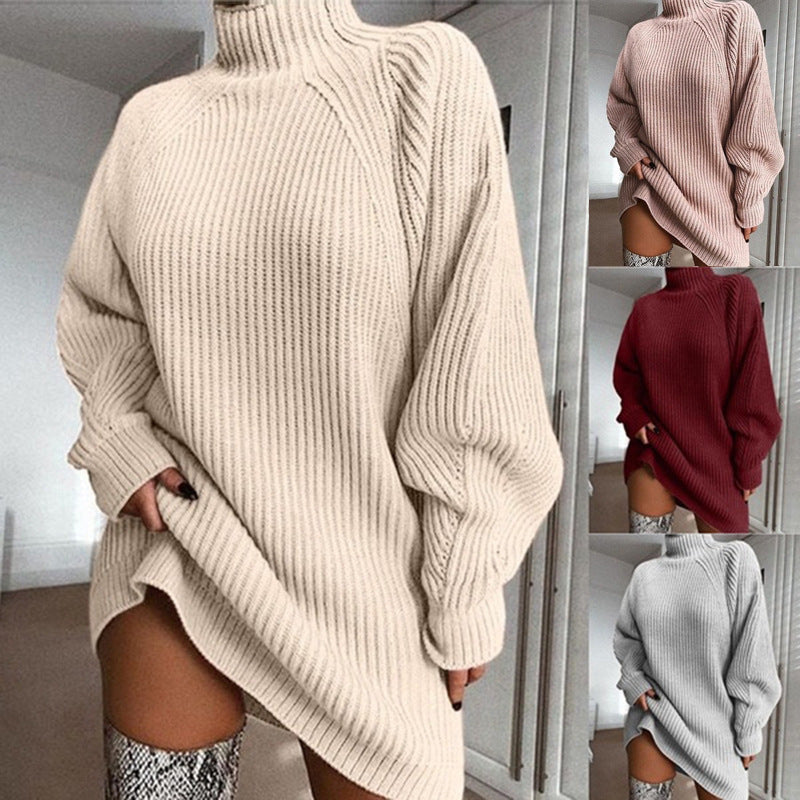 Women's Turtleneck Long Sweater Dress (photo 9)