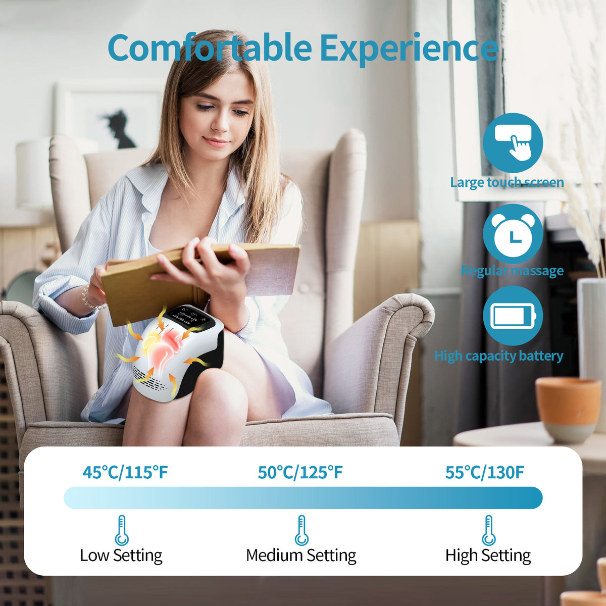 Rechargeable Heated Knee Massager with Vibration (photo 5)