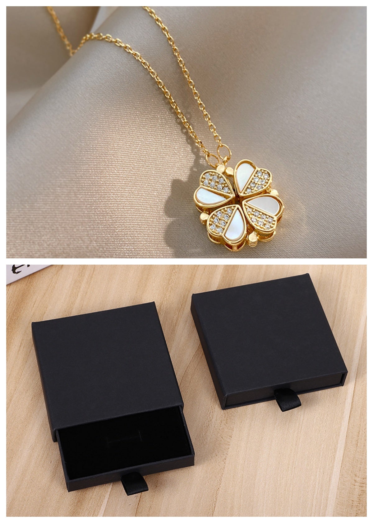 Four-Leaf Clover Heart Pendant Necklace (photo 10)