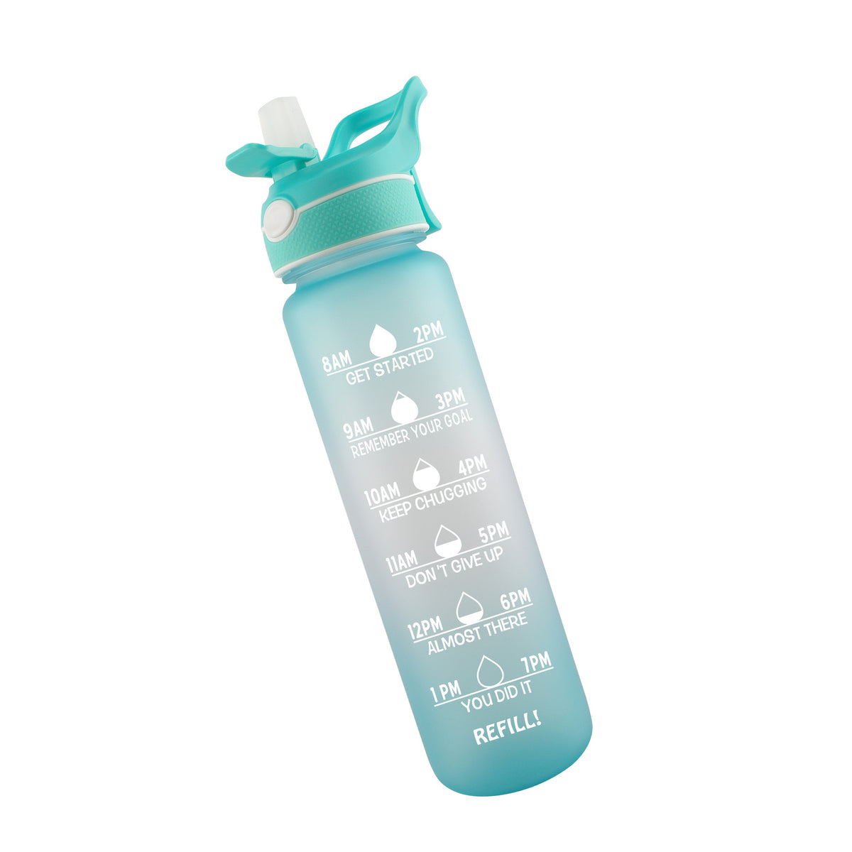 1 L Water Bottle with Spray Mist and Straw – Green