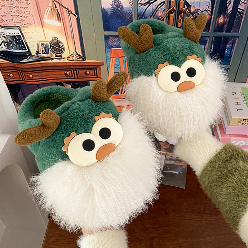 Christmas Deer Plush Slippers with Heel Cover (photo 5)