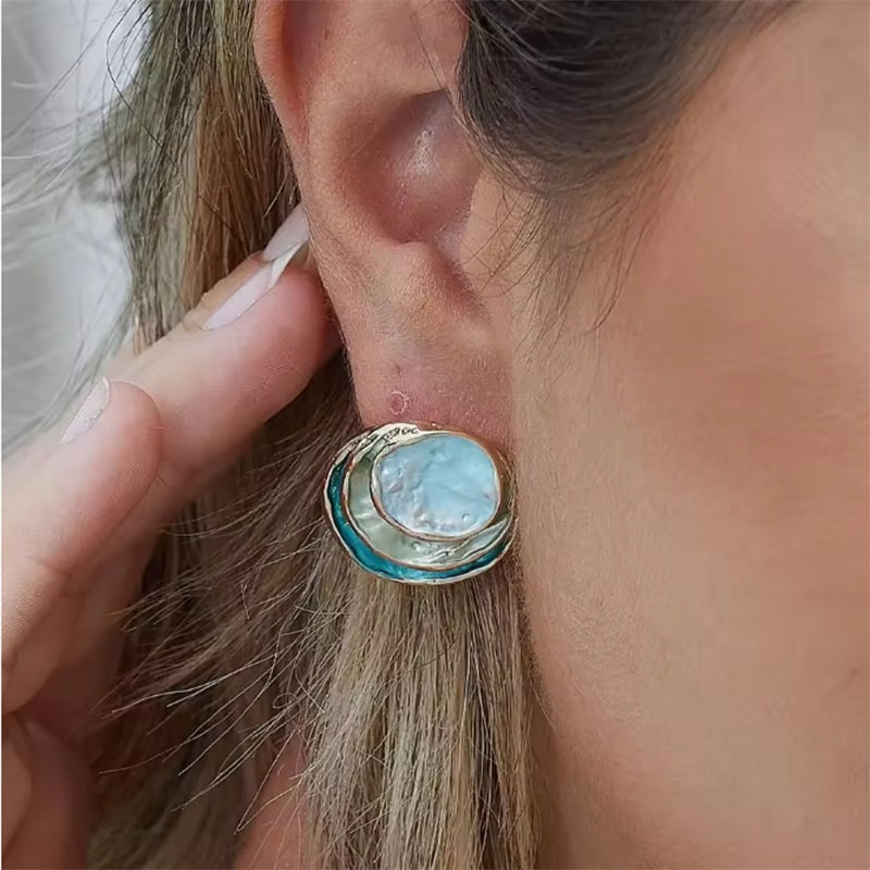 Enamel Round Geometric Earrings (photo 2)