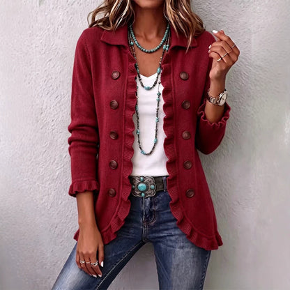 Women's Ruffled Button-Front Knit Cardigan (photo 3)