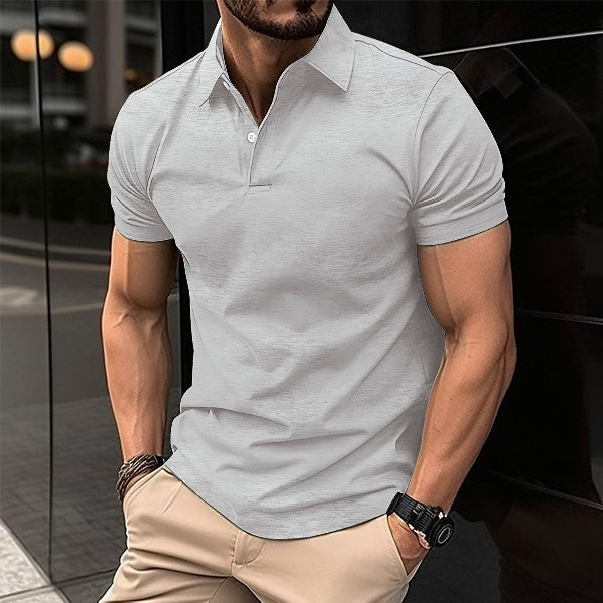 Men's Solid Short-Sleeve Polo Shirt (photo 10)