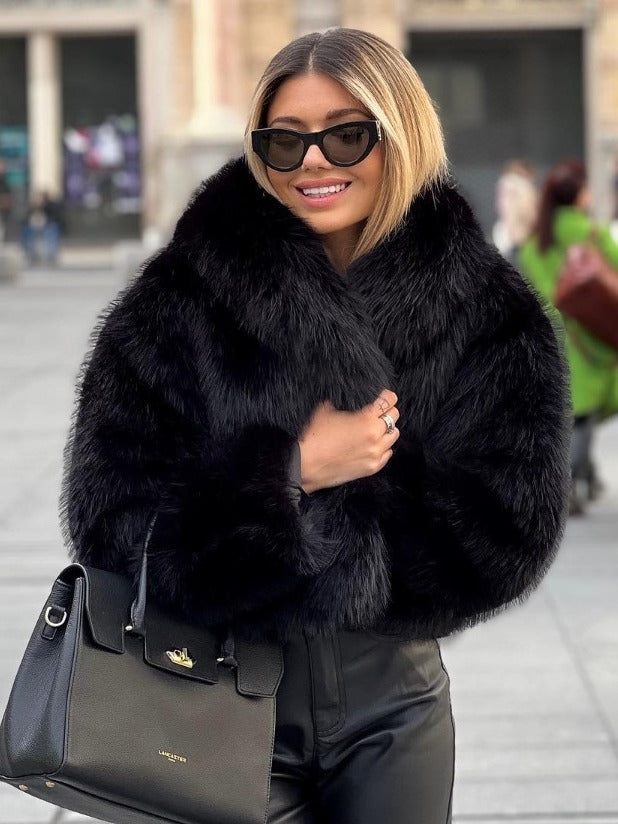 Women's Fluffy Plush Lapel Coat (photo 2)