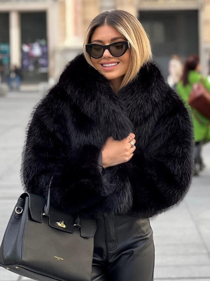Women's Fluffy Plush Lapel Coat (photo 2)