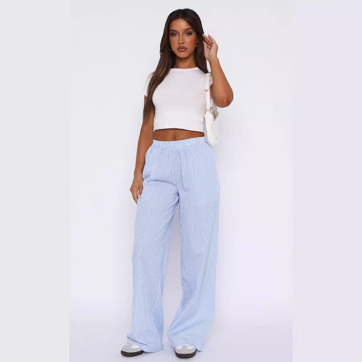 Women's Striped High-Waist Wide-Leg Pants (photo 5)