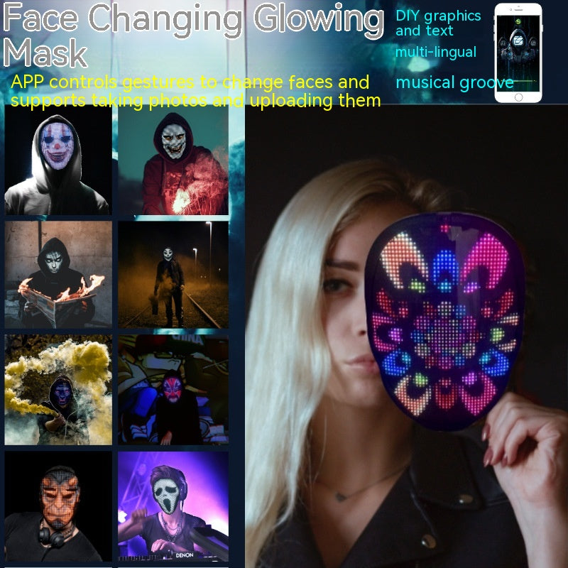 Programmable LED Light-Up Party Face Mask (photo 3)