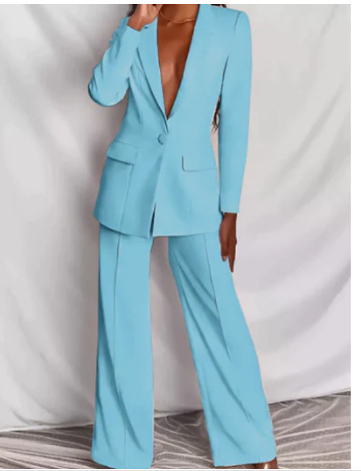 Women's Lapel Blazer and Straight-Leg Pants Set (photo 40)