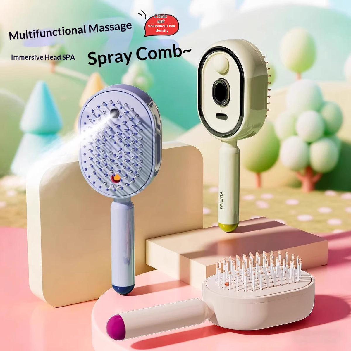 Electric Mist Spray Massage Hair Brush (photo 3)